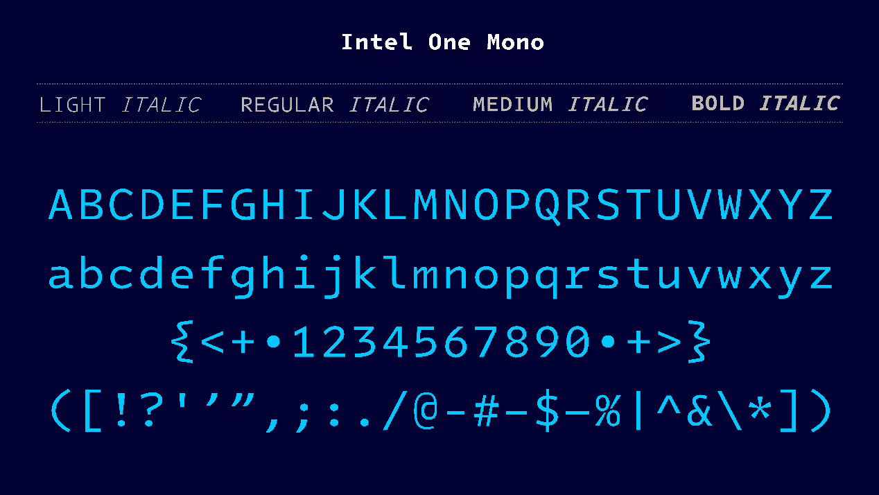 英特尔开源字体 One Mono v1.3 新版本下载发布，为开发者打造